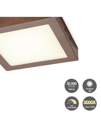 Home Sweet Home Home Sweet Home plafondlamp LED Ska vierkant roest 15W Home Sweet Home Home Sweet Home plafondlamp LED Ska vierkant roest 15W