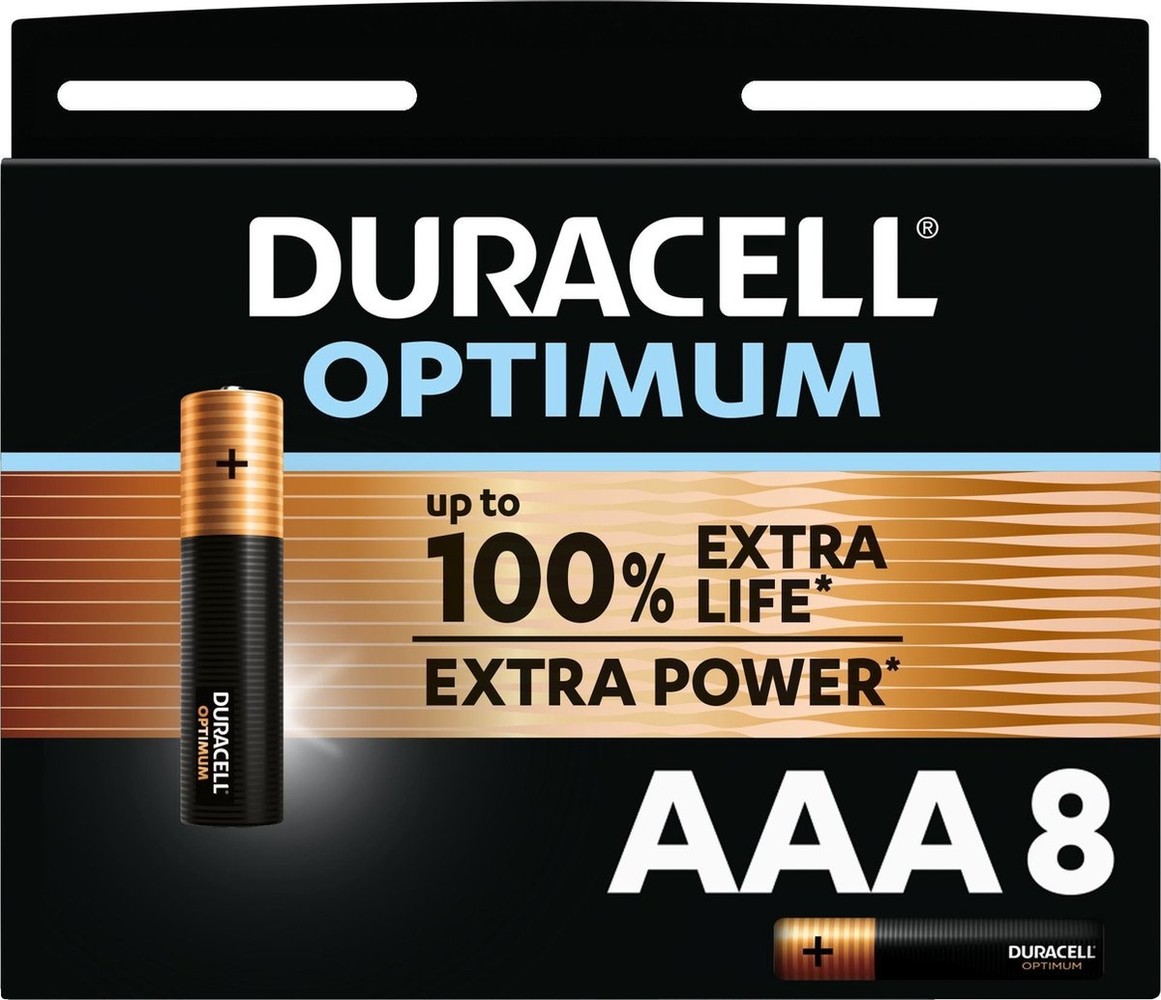 Duracell Duracell Optimum Alkaline AAA batterijen - 8 stuks Duracell Duracell Optimum Alkaline AAA batterijen - 8 stuks
