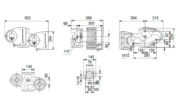 Grundfos Grundfos MAGNA 3D 32-120 F220 PN10 inbouwcirculatiepomp, energie-efficiëntieklasse A, huis gietijzer