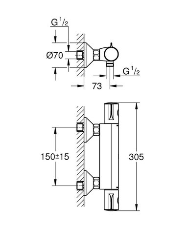 Grohe GROHE Grohtherm 800 Thermostatische Douchekraan - 34558000 - Chroom Grohe GROHE Grohtherm 800 Thermostatische Douchekraan - 34558000 - Chroom