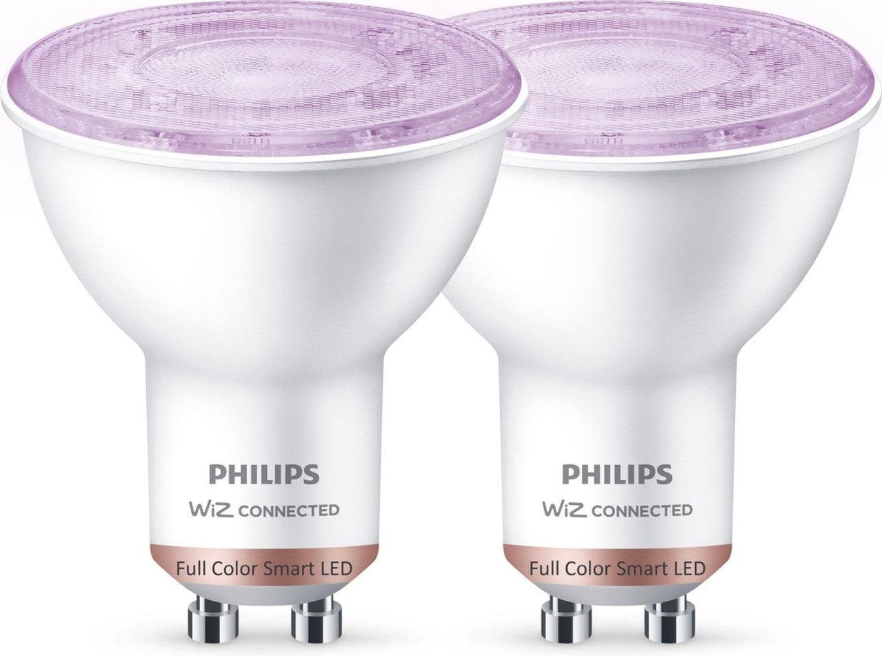 Philips Philips Smart LED Slimme LED Verlichting - Gekleurd en Wit Licht - GU10 - Spot - Duopack - 5W - 400lm - 2200K-6500K Philips Philips Smart LED Slimme LED Verlichting - Gekleurd en Wit Licht - GU10 - Spot - Duopack - 5W - 400lm - 2200K-6500K