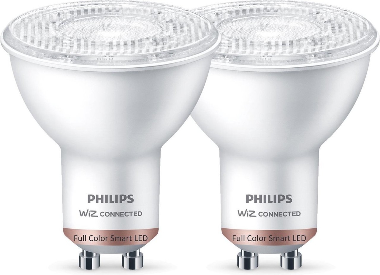 Philips Philips Smart LED Slimme LED Verlichting - Gekleurd en Wit Licht - GU10 - Spot - Duopack - 5W - 400lm - 2200K-6500K Philips Philips Smart LED Slimme LED Verlichting - Gekleurd en Wit Licht - GU10 - Spot - Duopack - 5W - 400lm - 2200K-6500K