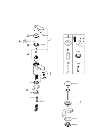 Grohe GROHE wastafelkraan Get S-size met Push Open Chroom Grohe GROHE wastafelkraan Get S-size met Push Open Chroom