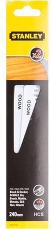 Stanley Stanley reciprozaagblad hout/takken 240 mm - 2 stuks Stanley Stanley reciprozaagblad hout/takken 240 mm - 2 stuks