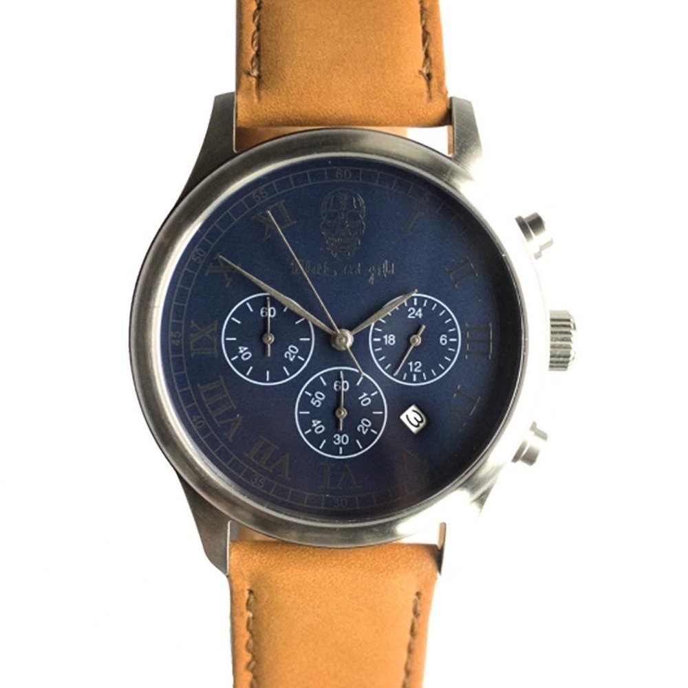 Black and Gold Black & Gold San Cristóbal horloge Dark azul and Brown Black and Gold Black & Gold San Cristóbal horloge Dark azul and Brown