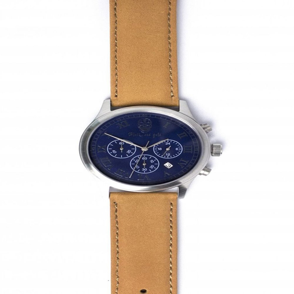 Black and Gold Black & Gold San Cristóbal horloge Dark azul and Brown Black and Gold Black & Gold San Cristóbal horloge Dark azul and Brown