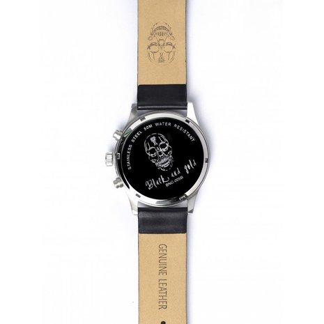 Black and Gold Horloge Sao Paolo Gris and Blanco Silver - Automatisch - Mannen - Mineraalglas - Staal - Leer - Met chronograaf - Ovaal - Polshorloge - Gesp Black and Gold Horloge Sao Paolo Gris and Blanco Silver - Automatisch - Mannen - Mineraalglas - Staal - Leer - Met chronograaf - Ovaal - Polshorloge - Gesp