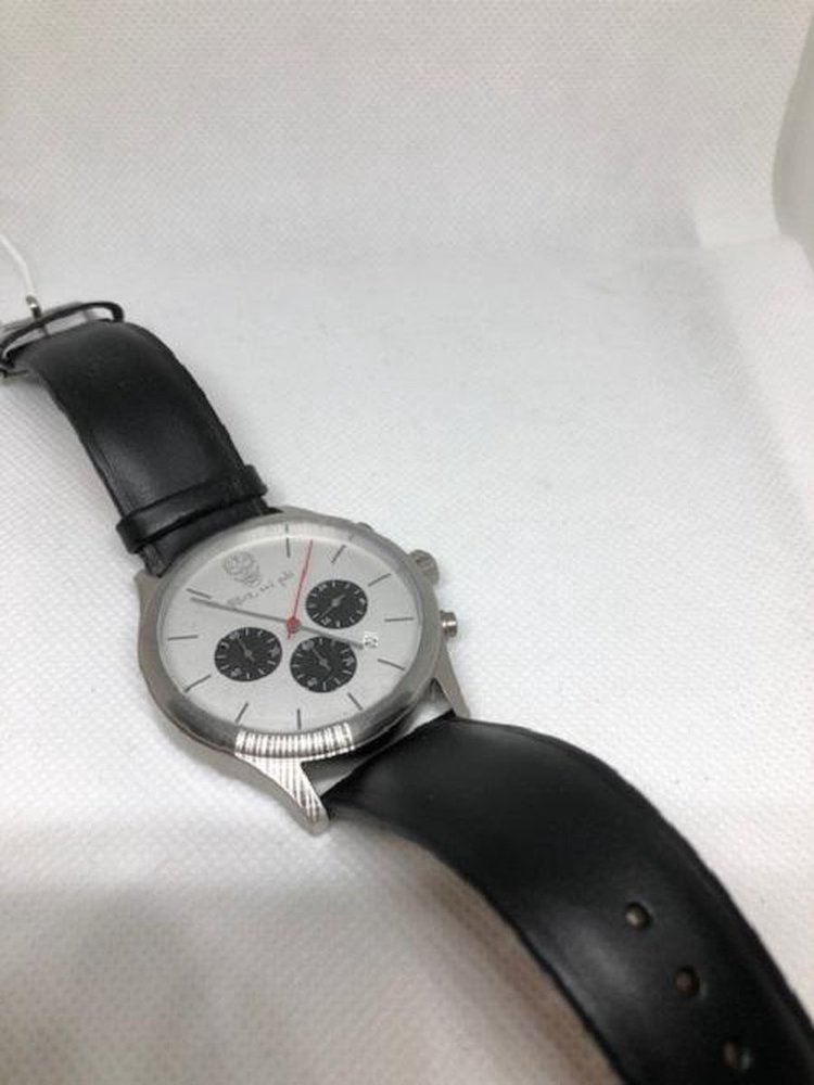 Black and Gold Horloge Sao Paolo Gris and Blanco Silver - Automatisch - Mannen - Mineraalglas - Staal - Leer - Met chronograaf - Ovaal - Polshorloge - Gesp Black and Gold Horloge Sao Paolo Gris and Blanco Silver - Automatisch - Mannen - Mineraalglas - Staal - Leer - Met chronograaf - Ovaal - Polshorloge - Gesp