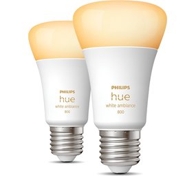 Philips Philips Hue Slimme Lichtbron E27 Duopack - White Ambiance - 8,5W - Bluetooth - 2 Stuks Philips Philips Hue Slimme Lichtbron E27 Duopack - White Ambiance - 8,5W - Bluetooth - 2 Stuks