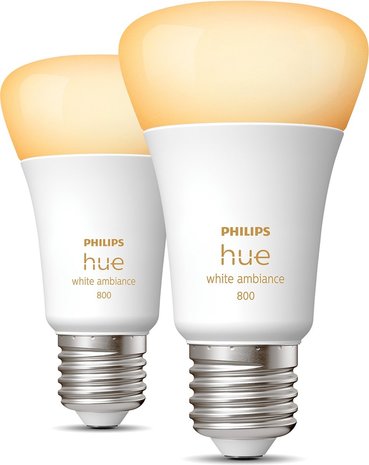 Philips Philips Hue Slimme Lichtbron E27 Duopack - White Ambiance - 8,5W - Bluetooth - 2 Stuks Philips Philips Hue Slimme Lichtbron E27 Duopack - White Ambiance - 8,5W - Bluetooth - 2 Stuks