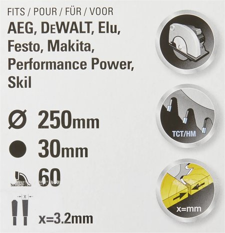 Stanley Stanley cirkelzaagblad FatMax TCT 250x30mm 60T (STA15610) Stanley Stanley cirkelzaagblad FatMax TCT 250x30mm 60T (STA15610)