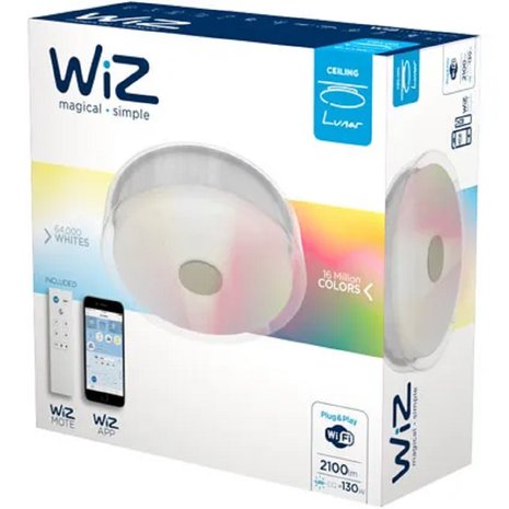 WiZ WiZ colors plafondlamp LUNAR - 2000lm - IP23 - met afstandsbediening WiZmote - glas WiZ WiZ colors plafondlamp LUNAR - 2000lm - IP23 - met afstandsbediening WiZmote - glas