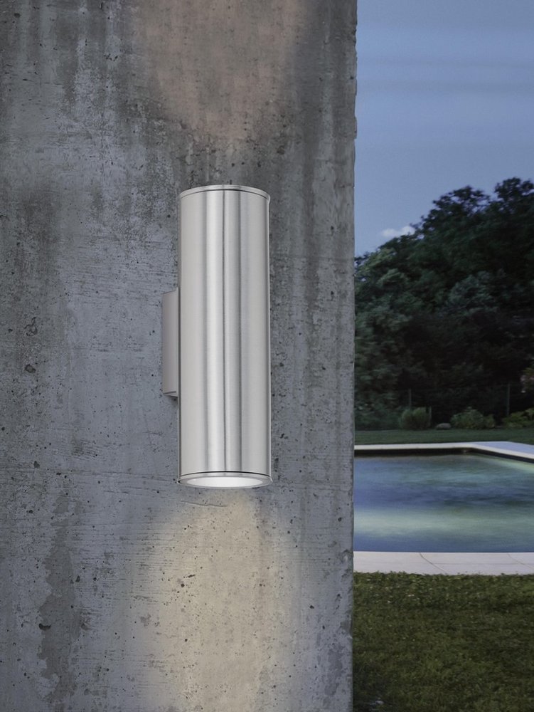 Eglo  Eglo Riga Wandlamp - Voor buiten - 2 Lichts - LED - RVS Eglo  Eglo Riga Wandlamp - Voor buiten - 2 Lichts - LED - RVS