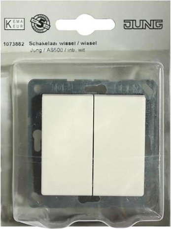 Jung Jung AS500 dubbele wipschakelaar wissel inbouw wit