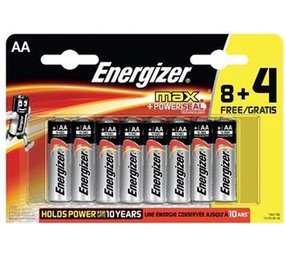 Energizer Energizer Alkaline Batterij - AA 1.5 V Max -2 verp van  8+4 Stuks - set van 24 batterijen Energizer Energizer Alkaline Batterij - AA 1.5 V Max -2 verp van  8+4 Stuks - set van 24 batterijen