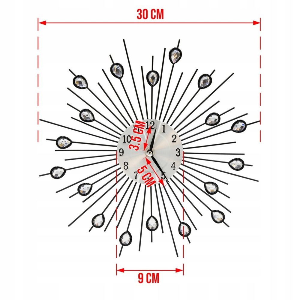 Merkloos Wandklok - Zwart/Zilverkleur - 30,5 centimeter Merkloos Wandklok - Zwart/Zilverkleur - 30,5 centimeter
