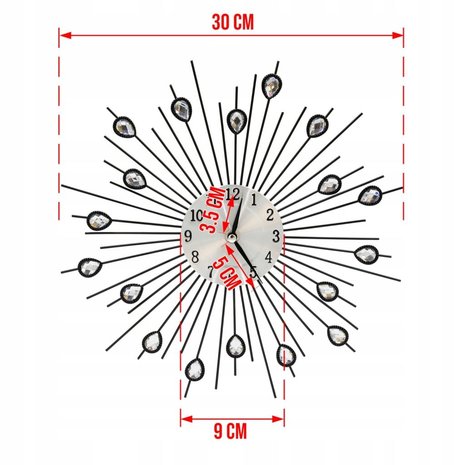 Merkloos Wandklok - Zwart/Zilverkleur - 30,5 centimeter Merkloos Wandklok - Zwart/Zilverkleur - 30,5 centimeter