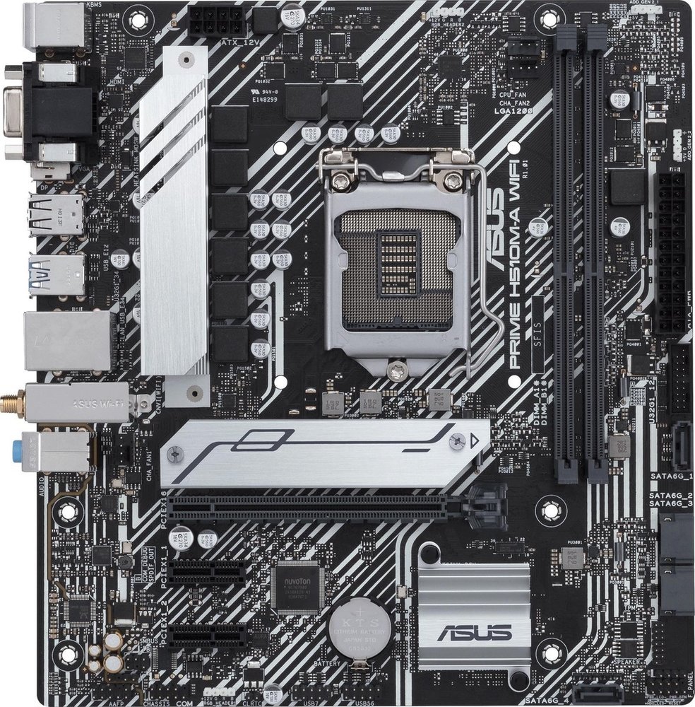 Asus Asus - PRIME H510M-A WIFI Moederbord - Socket Intel 1200 - Vormfactor Micro-ATX - Moederbord chipset Intel® H510 Asus Asus - PRIME H510M-A WIFI Moederbord - Socket Intel 1200 - Vormfactor Micro-ATX - Moederbord chipset Intel® H510
