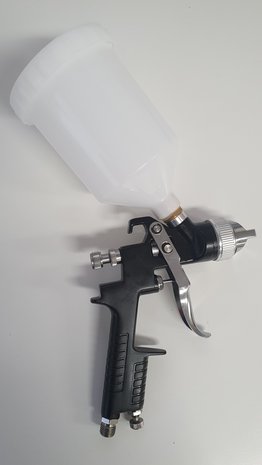 Merkloos verfspuitpistool 1,4 mm verfspuitsysteem met 600 ml kunststofbeker (kleur zwart)
