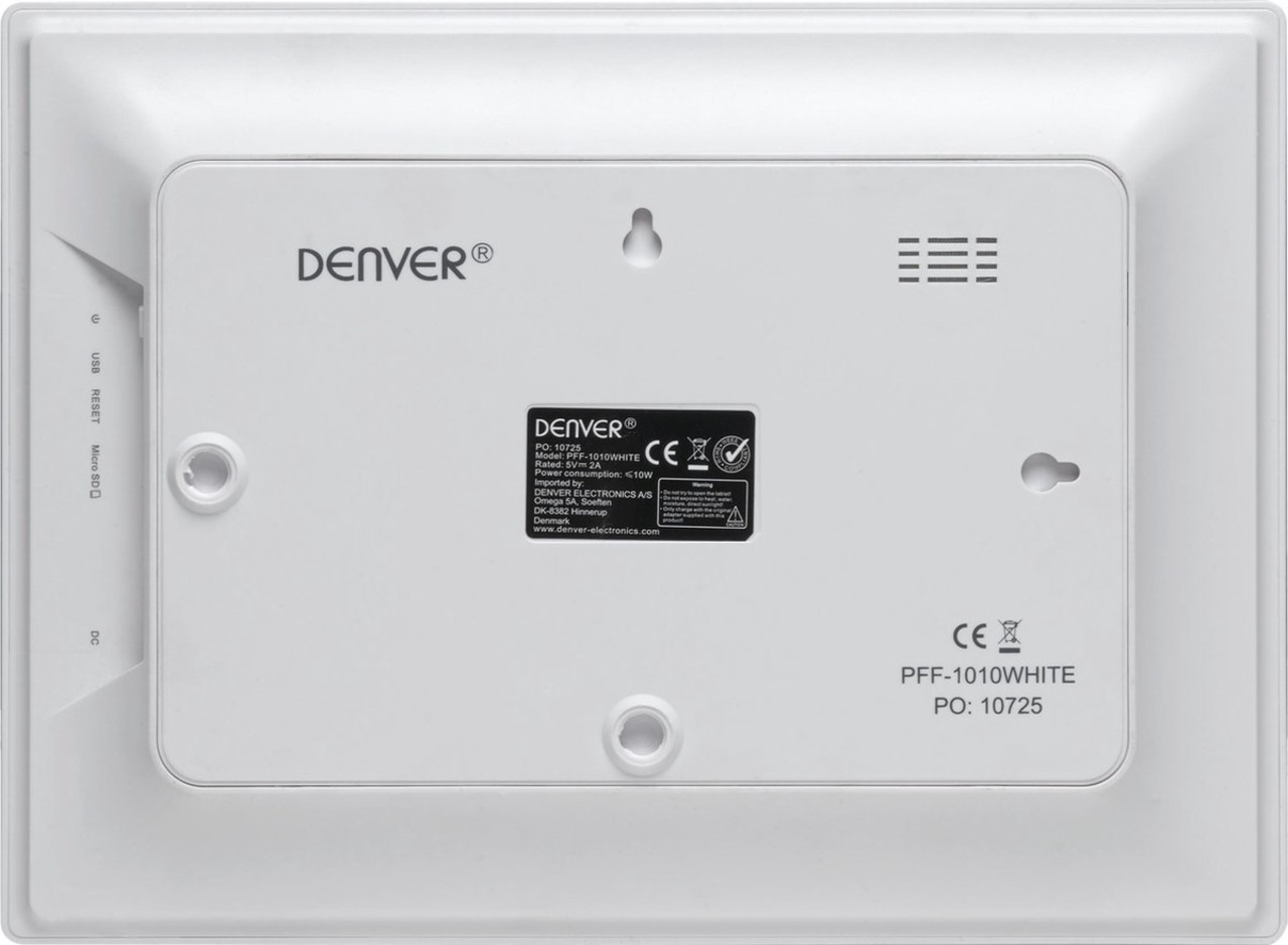 Denver Denver PFF-1010 - Digitale Fotolijst - Fotokader - 10.1 inch - IPS touchscreen - met Frameo software en Wi-Fi - Wit Denver Denver PFF-1010 - Digitale Fotolijst - Fotokader - 10.1 inch - IPS touchscreen - met Frameo software en Wi-Fi - Wit