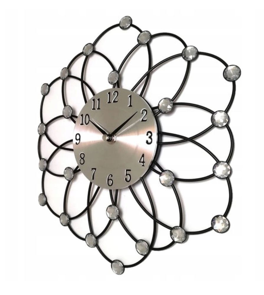 Merkloos Wandklok in bloemvorm - Zwart/Zilverkleur - 30 centimeter Merkloos Wandklok in bloemvorm - Zwart/Zilverkleur - 30 centimeter