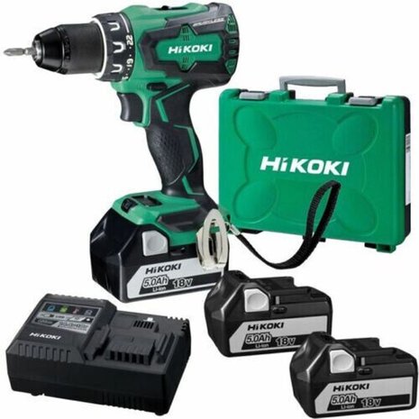 Hikoki HiKoki - Accu Boor-Schroefmachine DS18DBSLWDZ - 18 V - 5.0 Ah Li-ion - incl. koffer, 3 accu's en 1 lader