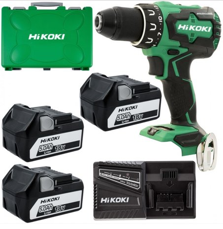 Hikoki HiKoki - Accu Boor-Schroefmachine DS18DBSLWDZ - 18 V - 5.0 Ah Li-ion - incl. koffer, 3 accu's en 1 lader