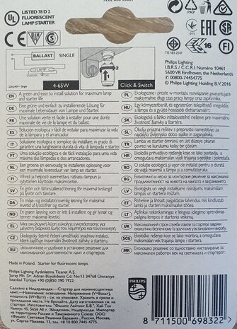 Philips PHILIPS starter S10 - Ecoclick -  4 - 65 watt - multipack 6 stuks Philips PHILIPS starter S10 - Ecoclick -  4 - 65 watt - multipack 6 stuks