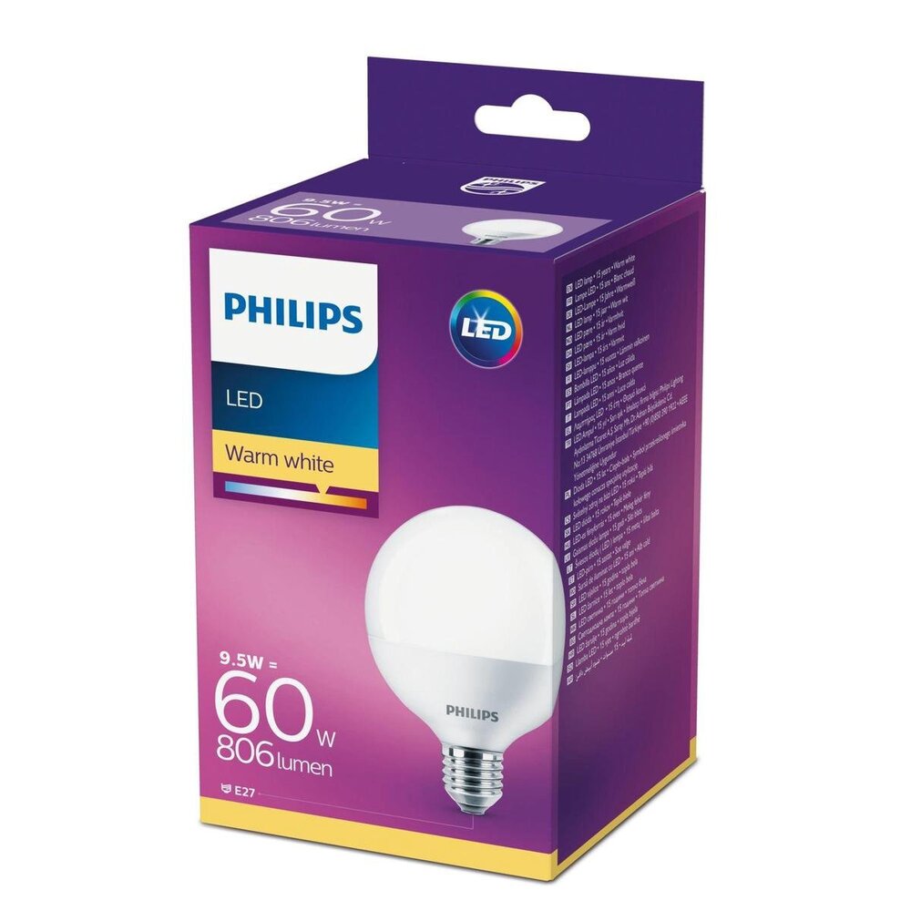 Philips Philips LED Lamp E27 Fitting - 9,5W - 806Lm - Grote Bol - Mat Philips Philips LED Lamp E27 Fitting - 9,5W - 806Lm - Grote Bol - Mat