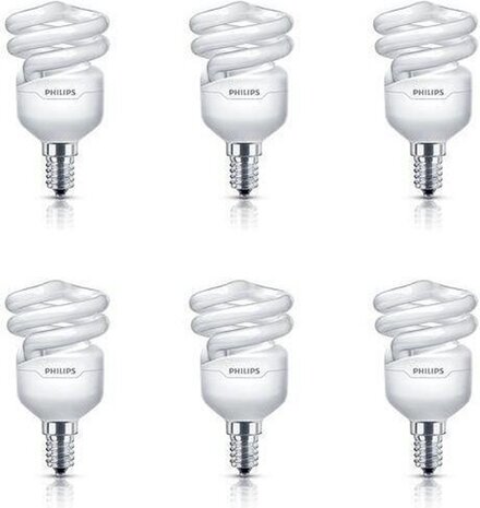 Philips Philips Tornado E27 T2 8W - 827  Warm Wit - voordeelpak van 6 stuks Philips Philips Tornado E27 T2 8W - 827  Warm Wit - voordeelpak van 6 stuks