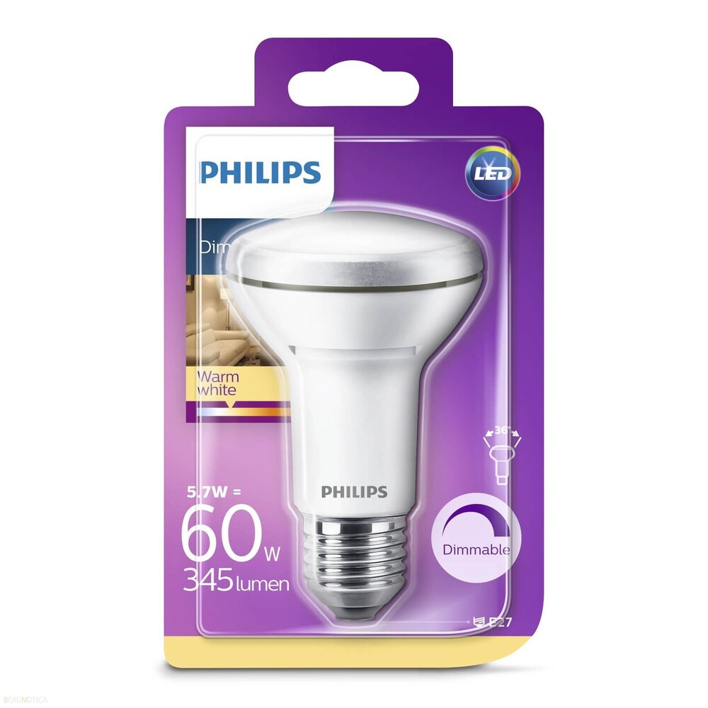 Philips Philips LED Reflector - Led lamp - E27 - 5.7W = 60W - Dimbaar
