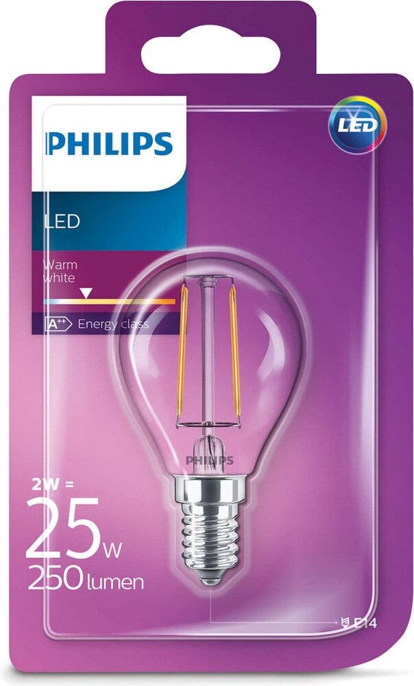 Philips Philips Classic E14 kogellamp 2W Warmwit Philips Philips Classic E14 kogellamp 2W Warmwit