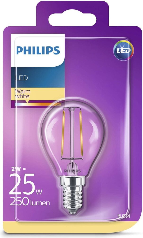 Philips Philips Classic E14 kogellamp 2W Warmwit Philips Philips Classic E14 kogellamp 2W Warmwit