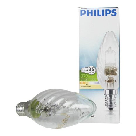 Philips Philips EcoClassic 28W E14 230V BW35 CL 1CT dimbaar Philips Philips EcoClassic 28W E14 230V BW35 CL 1CT dimbaar