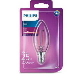 Philips Philips LED kaarslamp filament E14 2W helder warm wit Philips Philips LED kaarslamp filament E14 2W helder warm wit