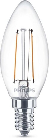 Philips Philips LED kaarslamp filament E14 2W helder warm wit Philips Philips LED kaarslamp filament E14 2W helder warm wit