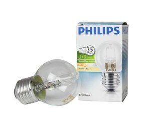Philips Philips Kogel Halogeenlamp E27 - 28W (35W) - Warm Wit Licht - Dimbaar Philips Philips Kogel Halogeenlamp E27 - 28W (35W) - Warm Wit Licht - Dimbaar