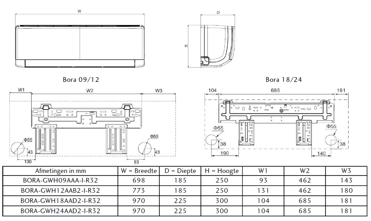Tosot Tosot Airco Bora GWH12AAB Losse Binnenunit Tosot Tosot Airco Bora GWH12AAB Losse Binnenunit