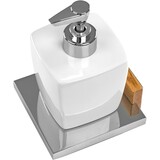 Tiger Tiger Zenna - Design Zeepdispenser van chroom ,keramiek en hout - (3510) Tiger Tiger Zenna - Design Zeepdispenser van chroom ,keramiek en hout - (3510)