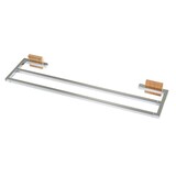 Tiger Tiger Zenna - Dubbele Handdoekstang -  RVS verchroomd glans met Hout- (3511) Tiger Tiger Zenna - Dubbele Handdoekstang -  RVS verchroomd glans met Hout- (3511)