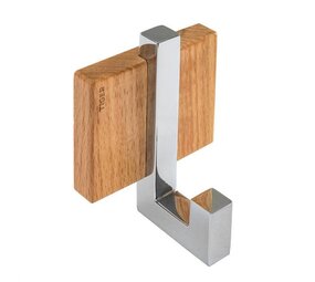 Tiger Tiger Zenna - Handdoekhaak Enkel - RVS verchroomd glans met beukenhout - (3520) Tiger Tiger Zenna - Handdoekhaak Enkel - RVS verchroomd glans met beukenhout - (3520)