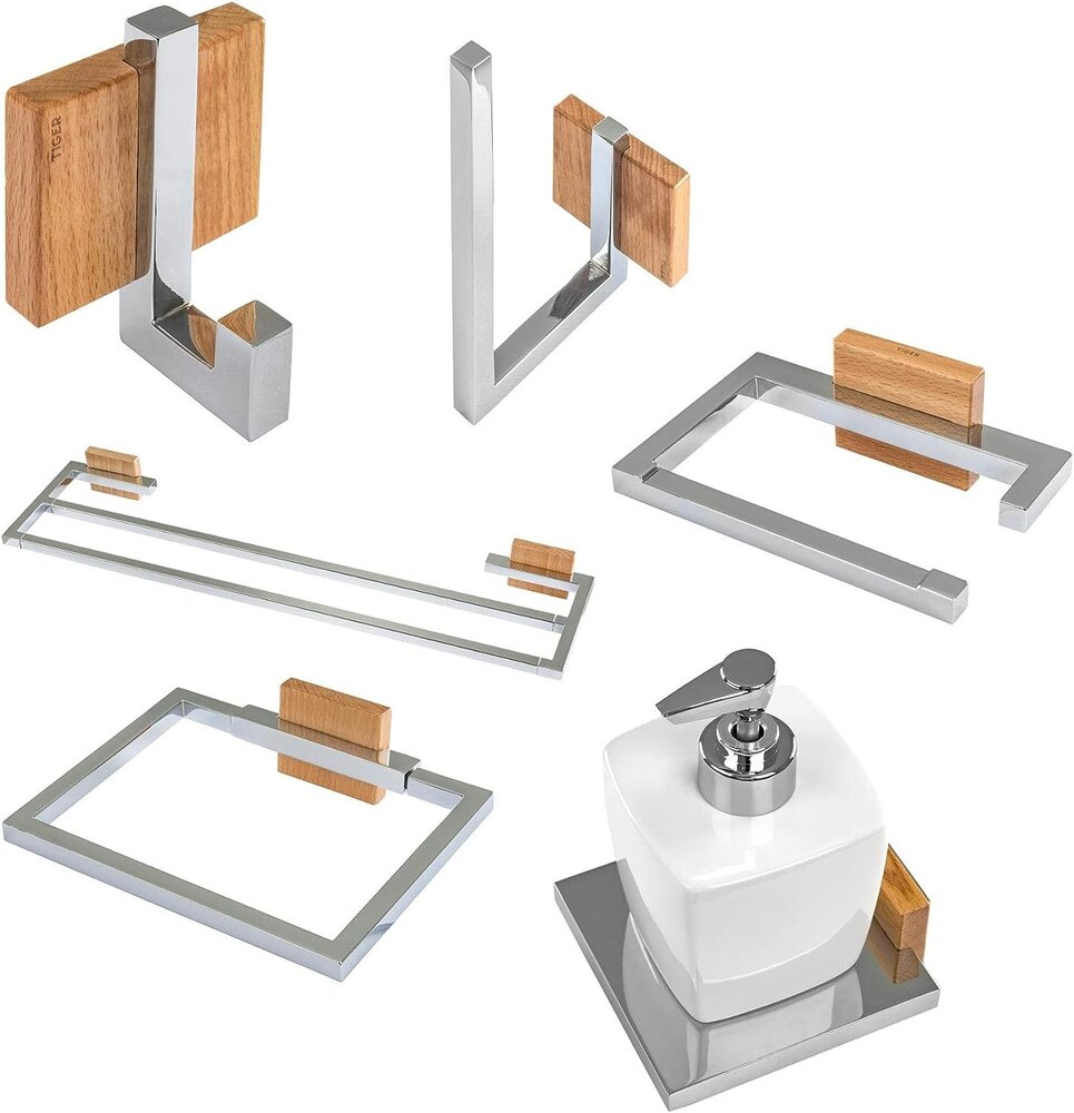 Tiger Tiger Zenna - Reserve WC-rolhouder Metaal Glans met beuken kleur Hout  (3504)