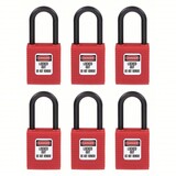 Brady Brady - Hangslot - Nylon/Polyamide Body En Beugel - 38mm - Rood - Set van 6 Brady Brady - Hangslot - Nylon/Polyamide Body En Beugel - 38mm - Rood - Set van 6