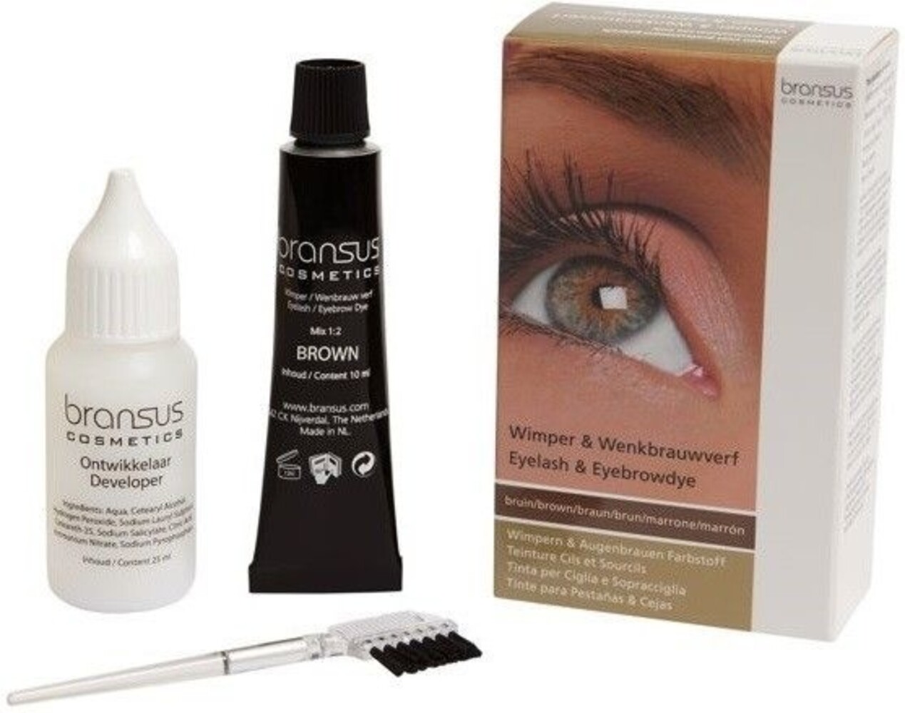Bransus Bransus wimper & wenkbrauw verf bruin ( complete set )