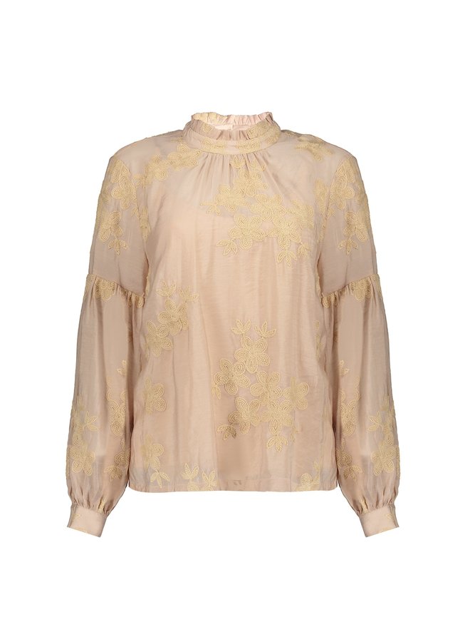 BLOUSE EMBROIDERED FLOWERS 23072-26 2202 SAND
