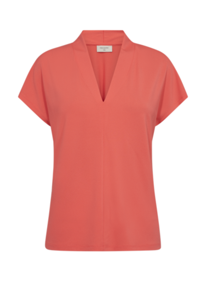 Top FQYRSA-BL V-hals Hot Coral