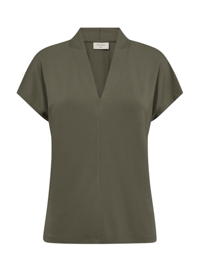 Top FQYRSA-BL V-hals Dusty Olive