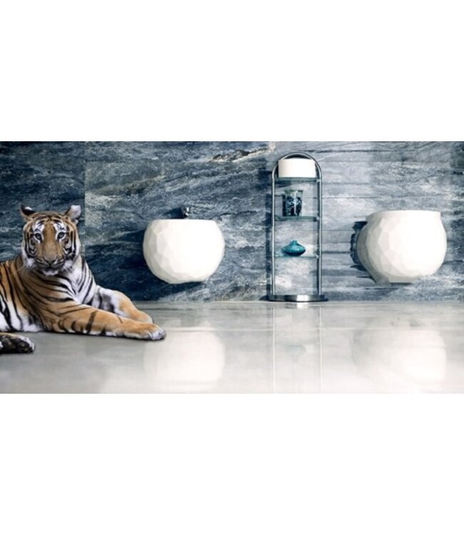 Sanitear Uniek Design Wandcloset Zonder spoelrand KWARTS  Mat wit , incl. Toiletzitting softclose