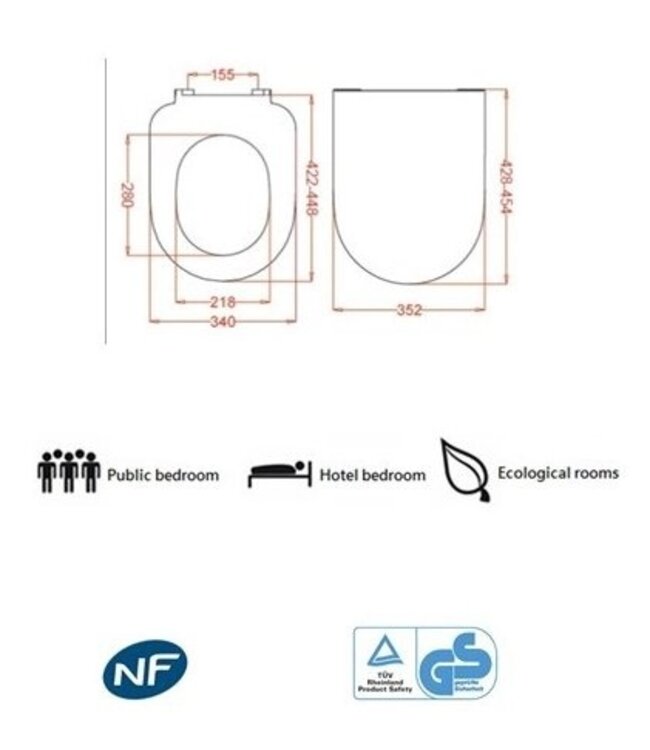 Sanitear CAPRI Soft Close Toiletzitting ,Zwart