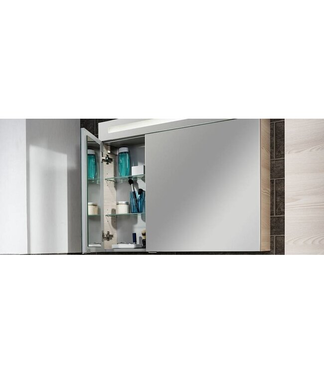 Sanitear Badkamermeubel 120 cm Breed , Eiken Kleur , 2 KERAMIEK WASTAFELS